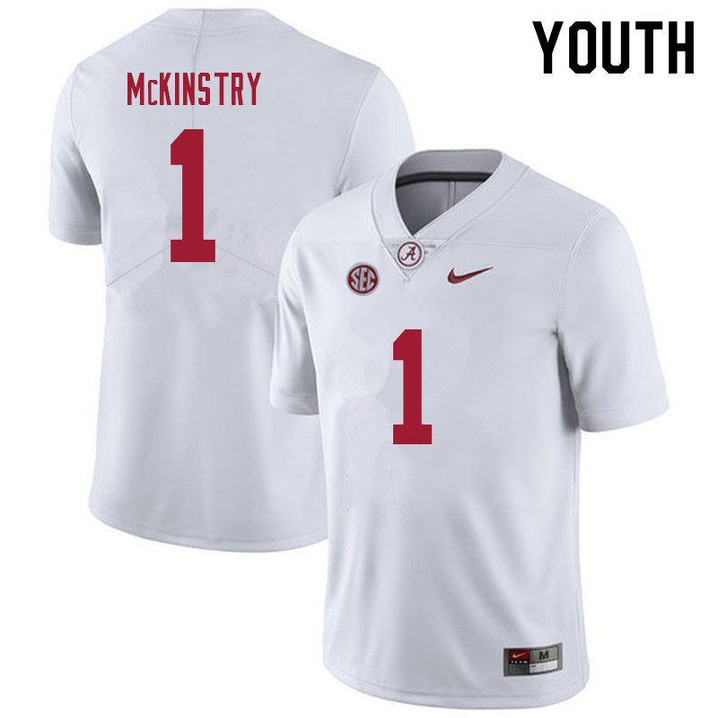 Alabama Crimson Tide Youth Ga'Quincy McKinstry #1 White NCAA Nike Authentic Stitched 2021 College Football Jersey NI16Y27WK